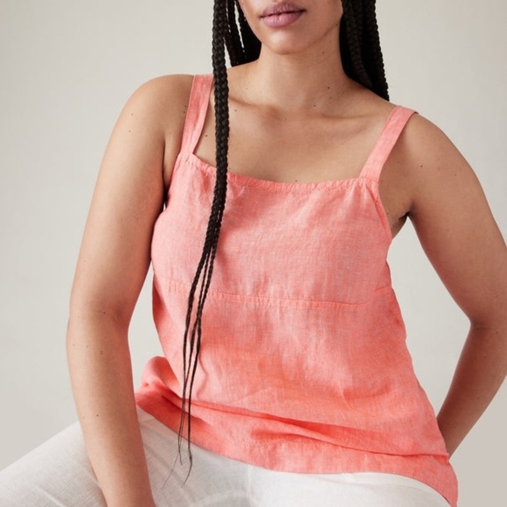 Athleta Voyager Salmon Comfy Linen Top size S